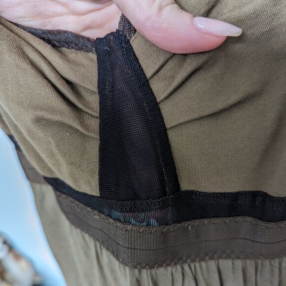 VPL Tidal Shift Dress - Jersey Fabric in Olive Green with Mesh Inserts - Picture 3 of 15